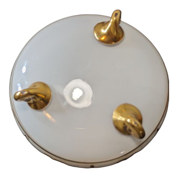 VTG Bohemian Czech Opaline Glass Bowl with Gold Motif Smoke Bowl/Candy Bowl READ - Picture 6 of 16